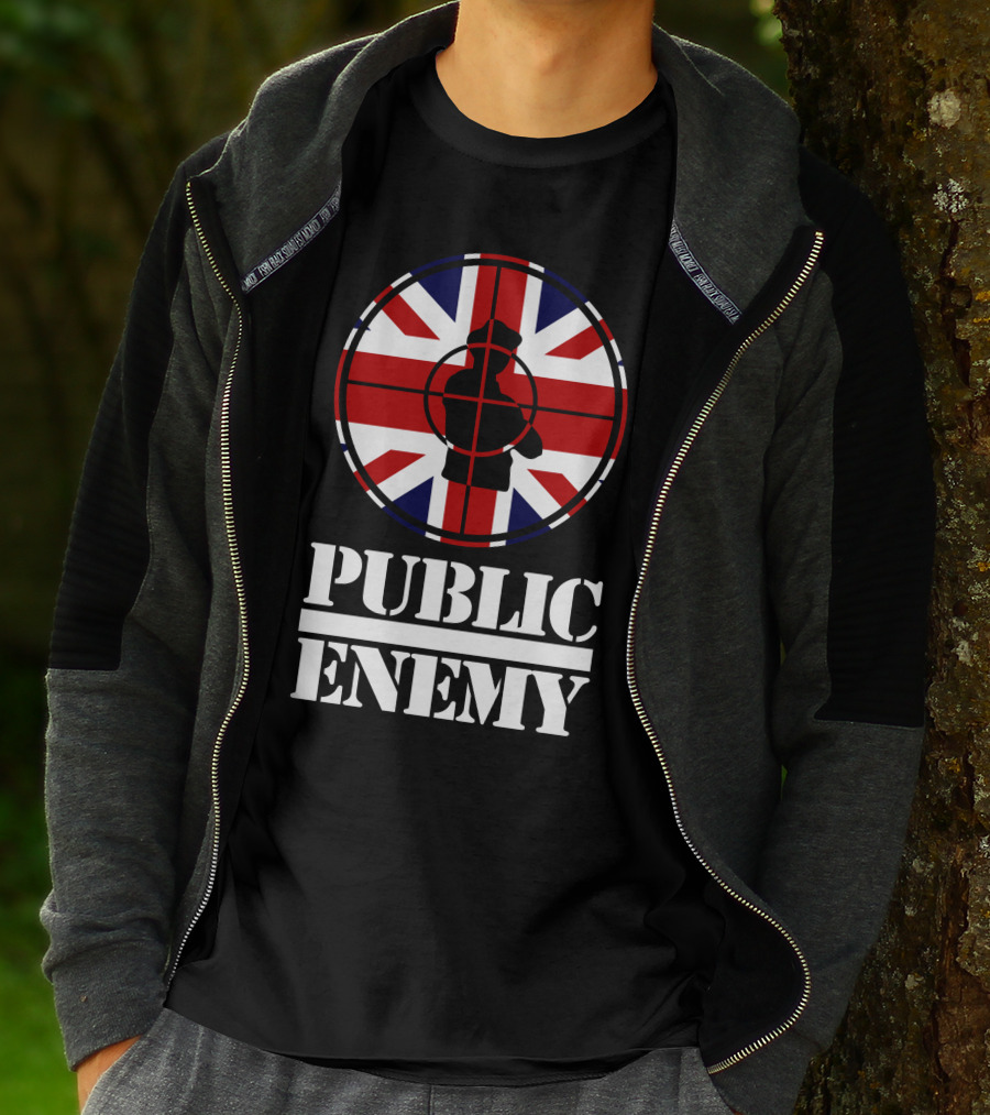 Public Enemy Target Silhouette Uk Flag T-Shirt