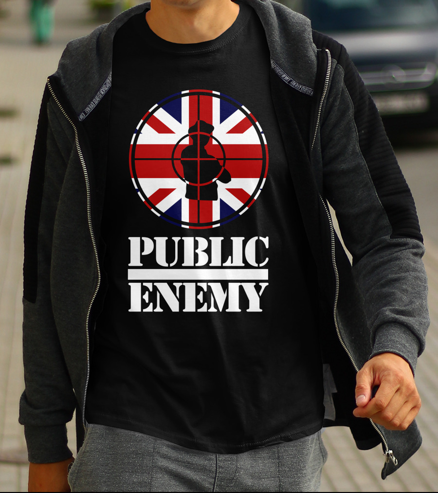 Public Enemy Target Silhouette Uk Flag T-Shirt