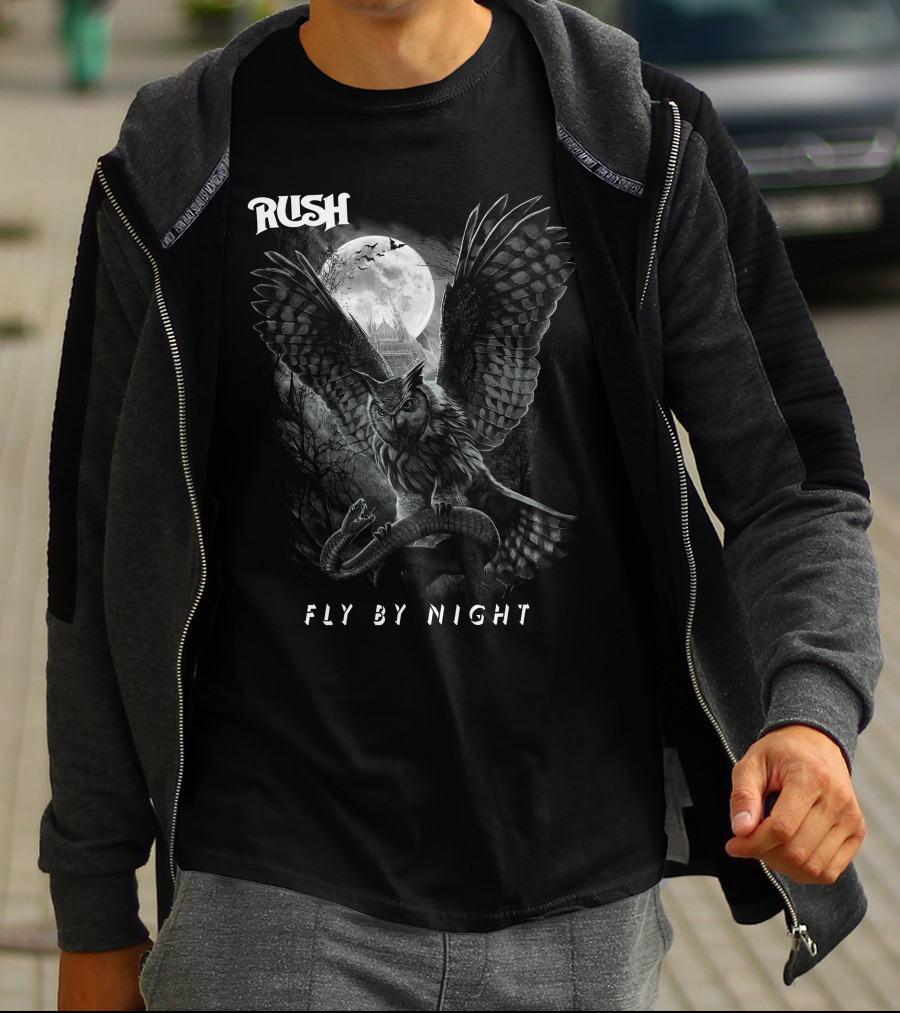 Rush Fly By Night Owl And Full Moon T-Shirt