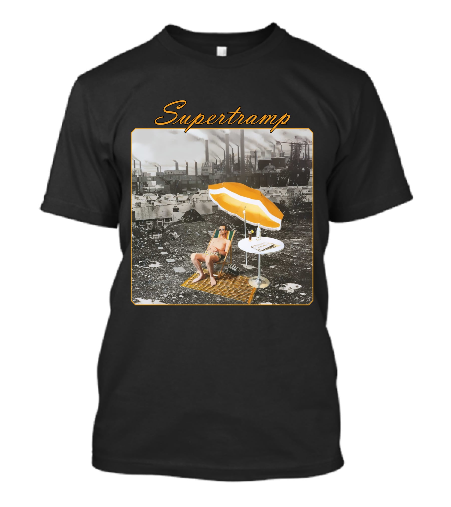 Supertramp Urban Industrial Paradise Imagery With Factory Backdrop And Relaxing Figure T-Shirt