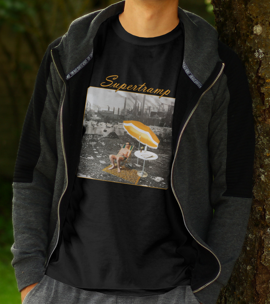 Supertramp Urban Industrial Paradise Imagery With Factory Backdrop And Relaxing Figure T-Shirt