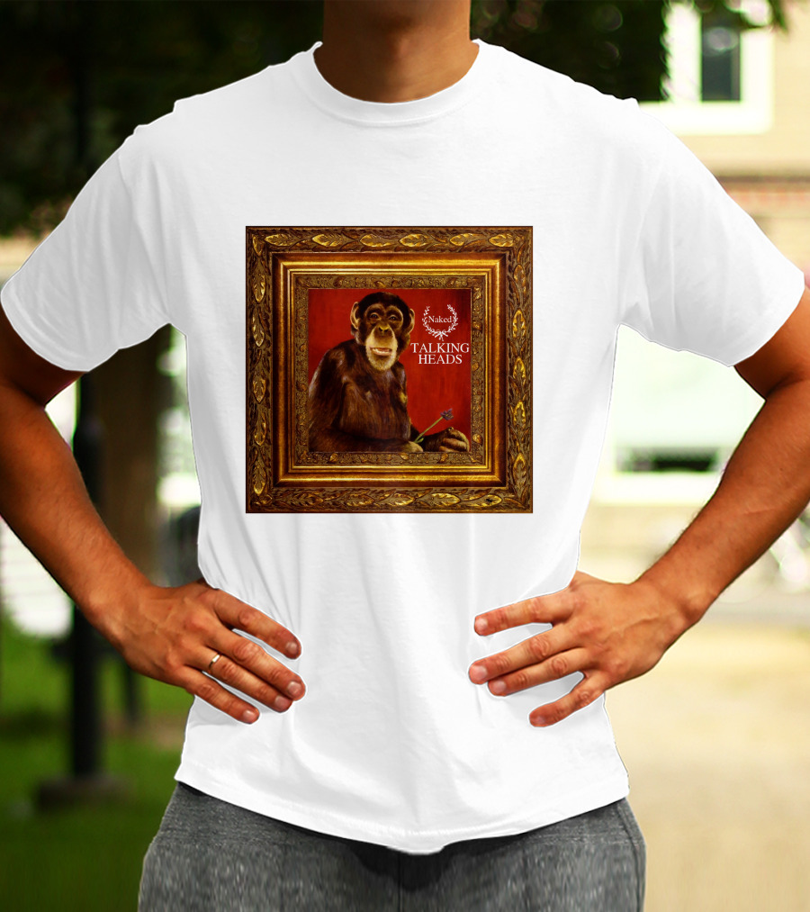 Naked Talking Heads  Chimpanzee Portrait With Crown Wreath Elements T-Shirt