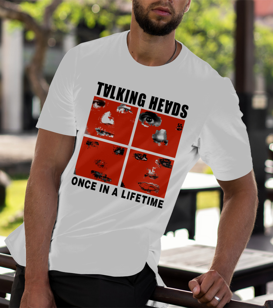 Talking Heads Once In A Lifetime Faces Red Squares T-Shirt