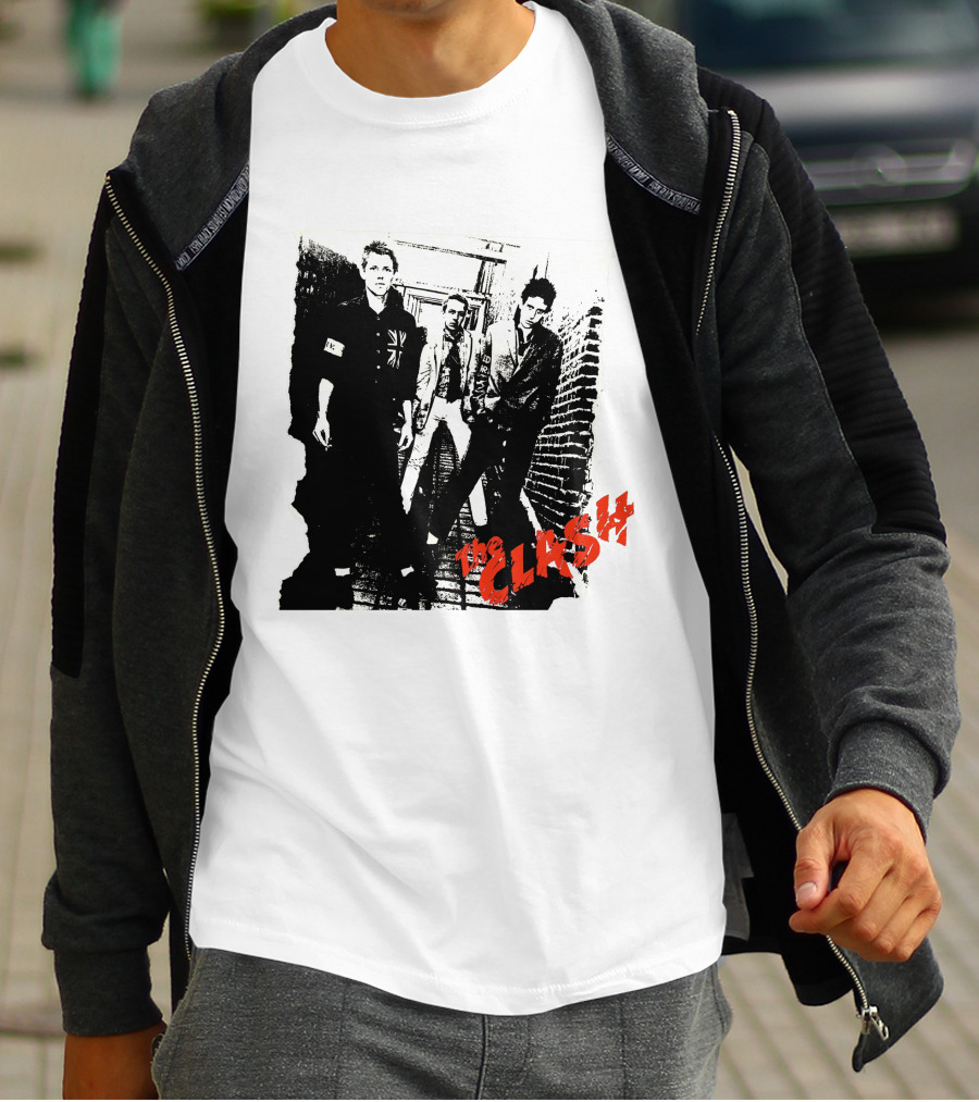 The Clash Punk Band Graphic With Union Jack Patch T-Shirt