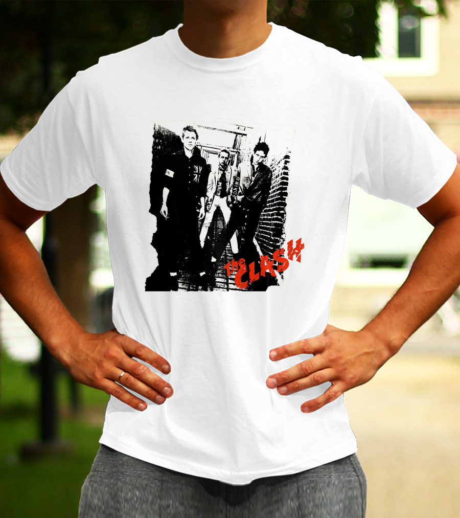 The Clash Punk Band Graphic With Union Jack Patch T-Shirt