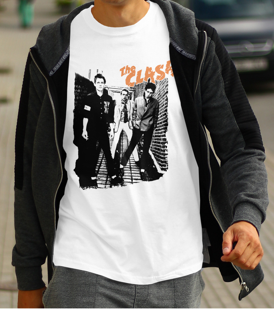 The Clash Black And White Alley Photo Band Members T-Shirt