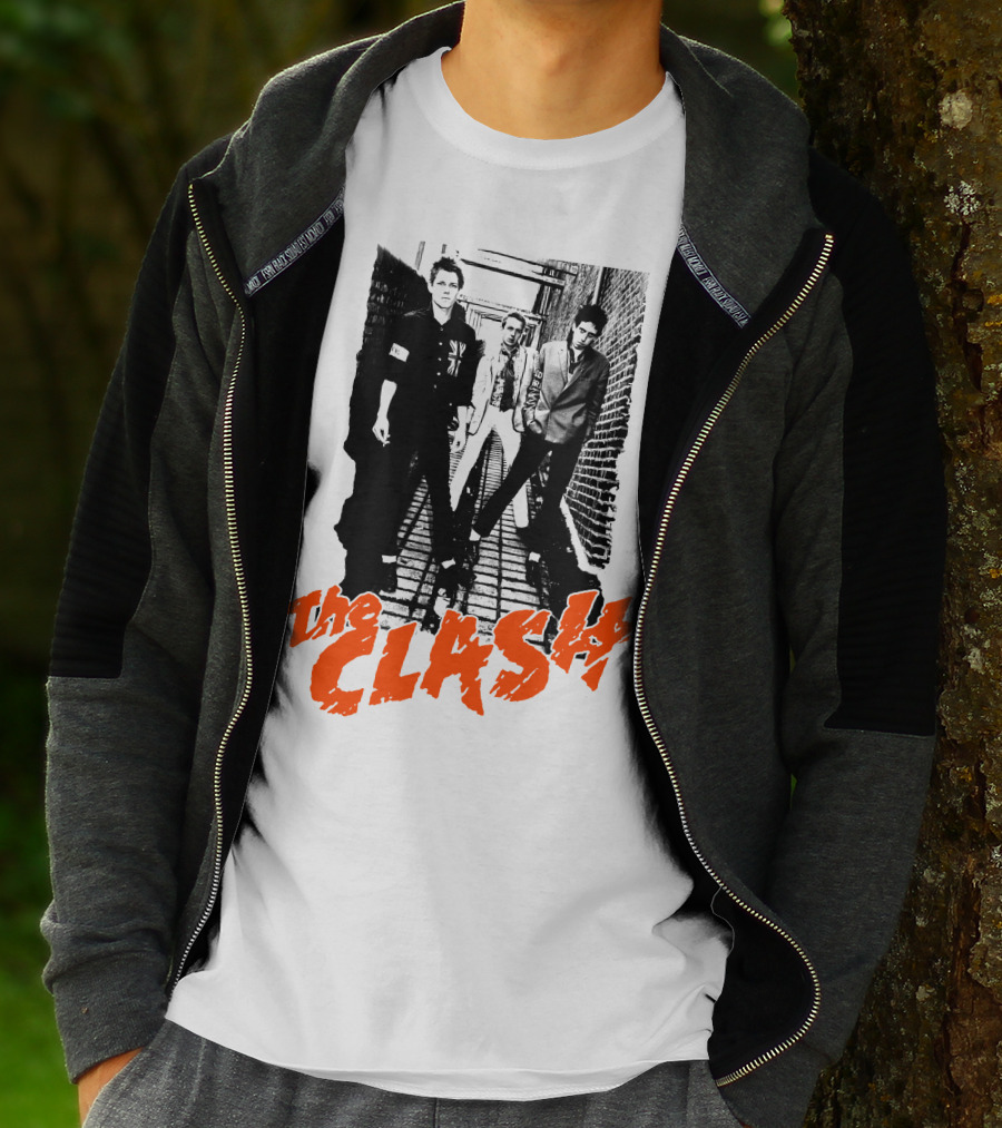The Clash Band Black And White Alley Photograph With Red T-Shirt