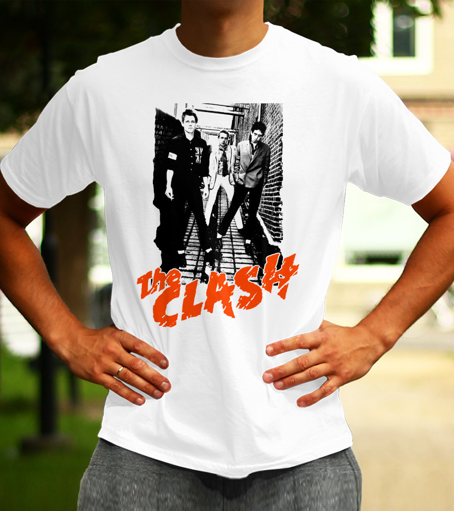 The Clash Band Black And White Alley Photograph With Red T-Shirt