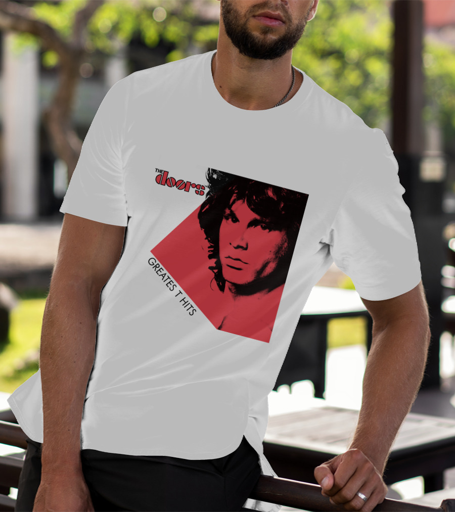 The Doors Greatest Hits Jim Morrison Red And Black T-Shirt