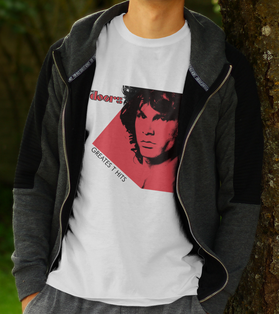 The Doors Greatest Hits Jim Morrison Red And Black T-Shirt