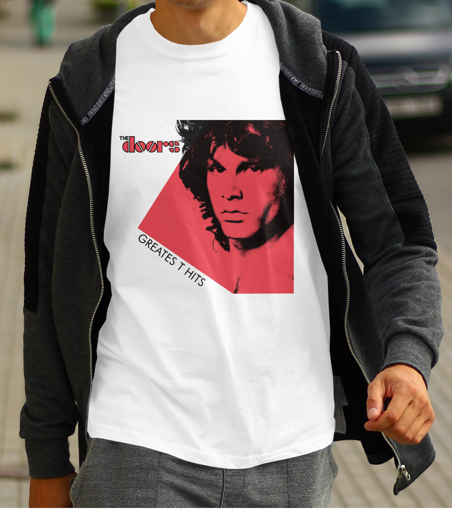 The Doors Greatest Hits Jim Morrison Red And Black T-Shirt