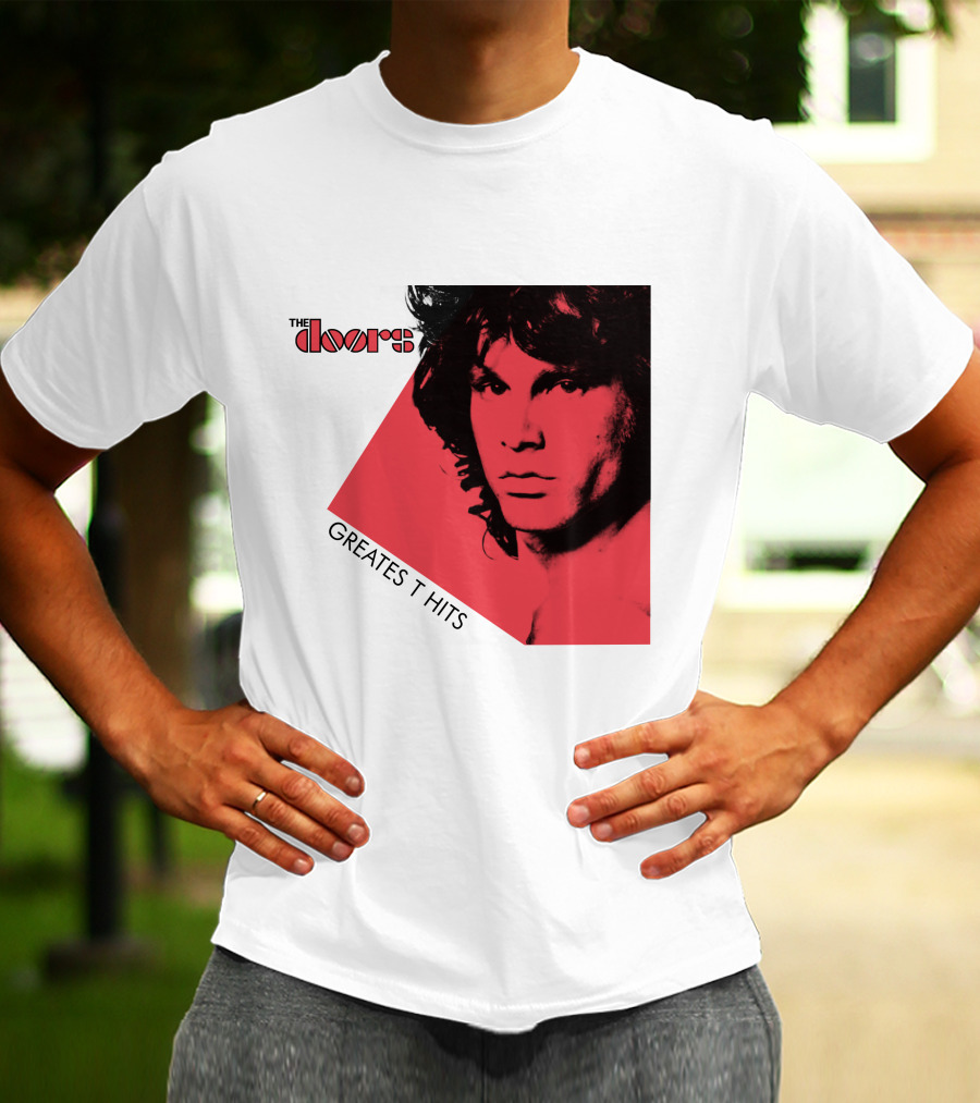 The Doors Greatest Hits Jim Morrison Red And Black T-Shirt