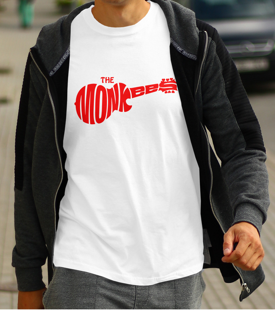 The Monkees Logo Guitar Shape Red T-Shirt