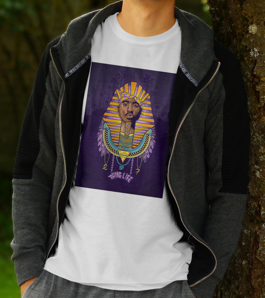 Tupac Pharaoh Thug Life Egyptian Style 27 Palms T-Shirt