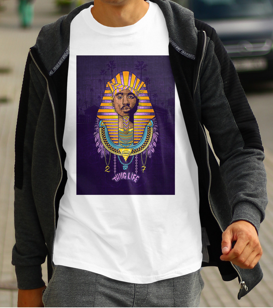 Tupac Pharaoh Thug Life Egyptian Style 27 Palms T-Shirt