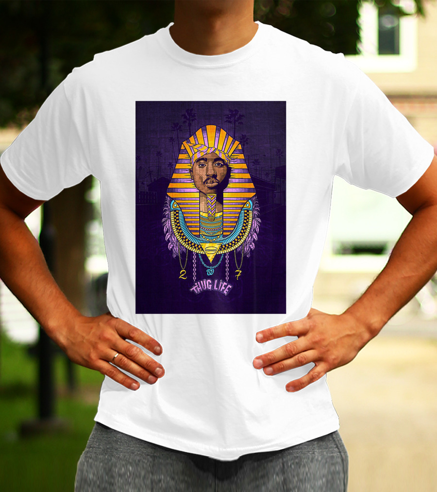 Tupac Pharaoh Thug Life Egyptian Style 27 Palms T-Shirt