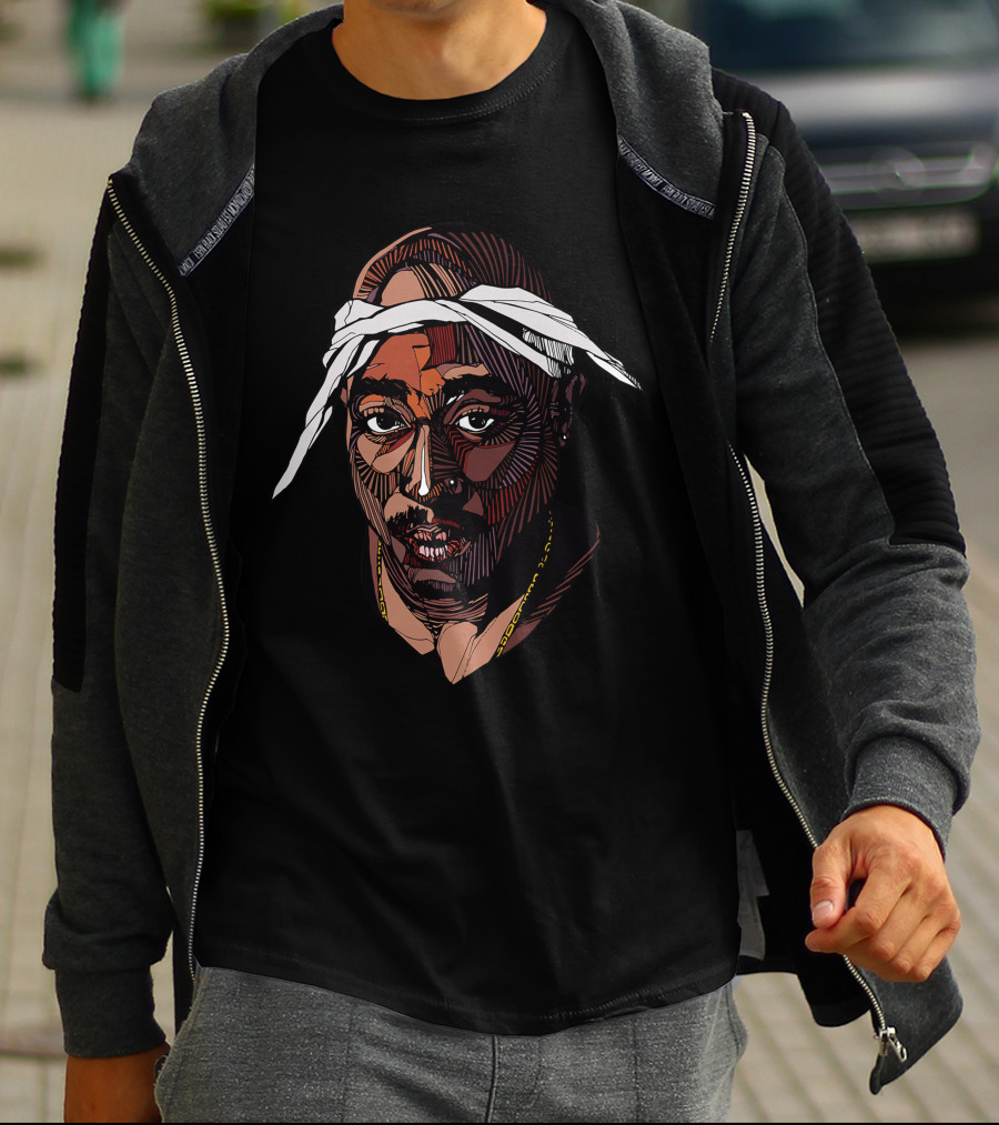 Tupac Shakur Illustration With Bandana T-Shirt