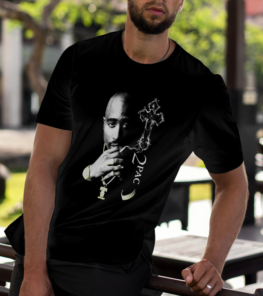 2Pac Portrait Tpsk 18 With Cross T-Shirt