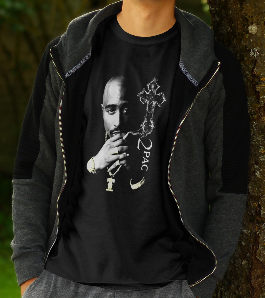 2Pac Portrait Tpsk 18 With Cross T-Shirt