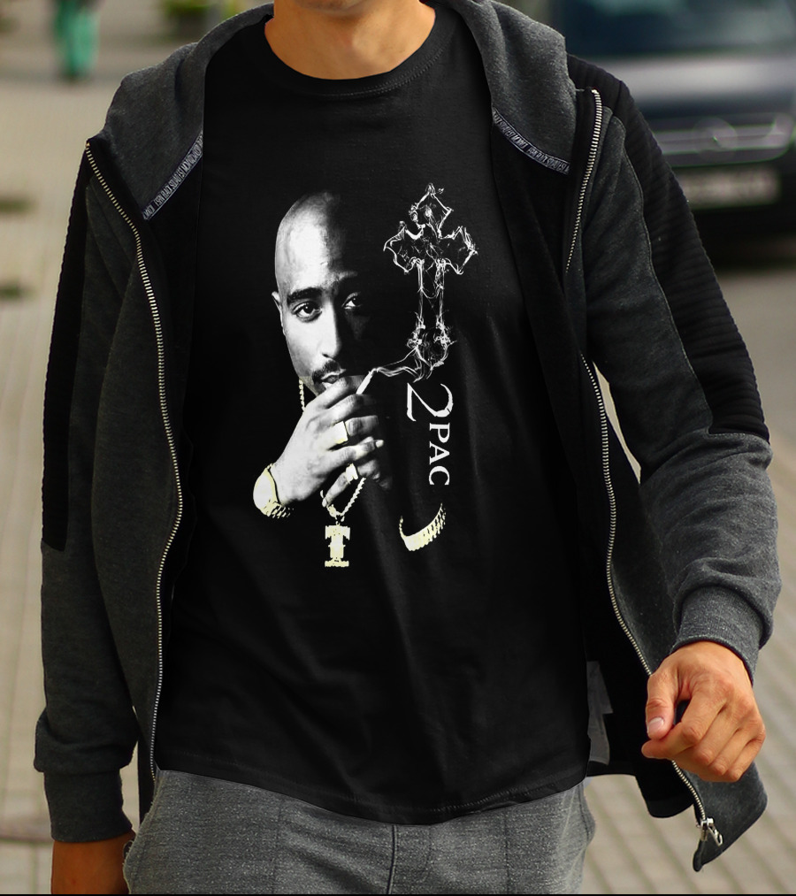 2Pac Portrait Tpsk 18 With Cross T-Shirt
