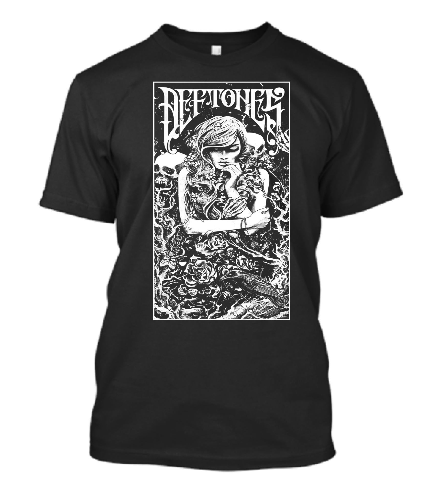 Deftones Gothic Skull And Rose Artwork T-Shirt
