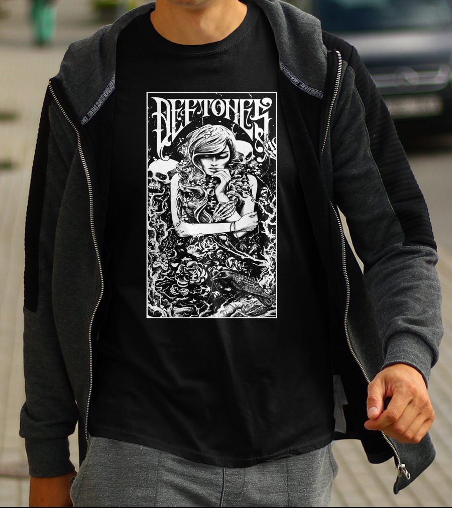 Deftones Gothic Skull And Rose Artwork T-Shirt