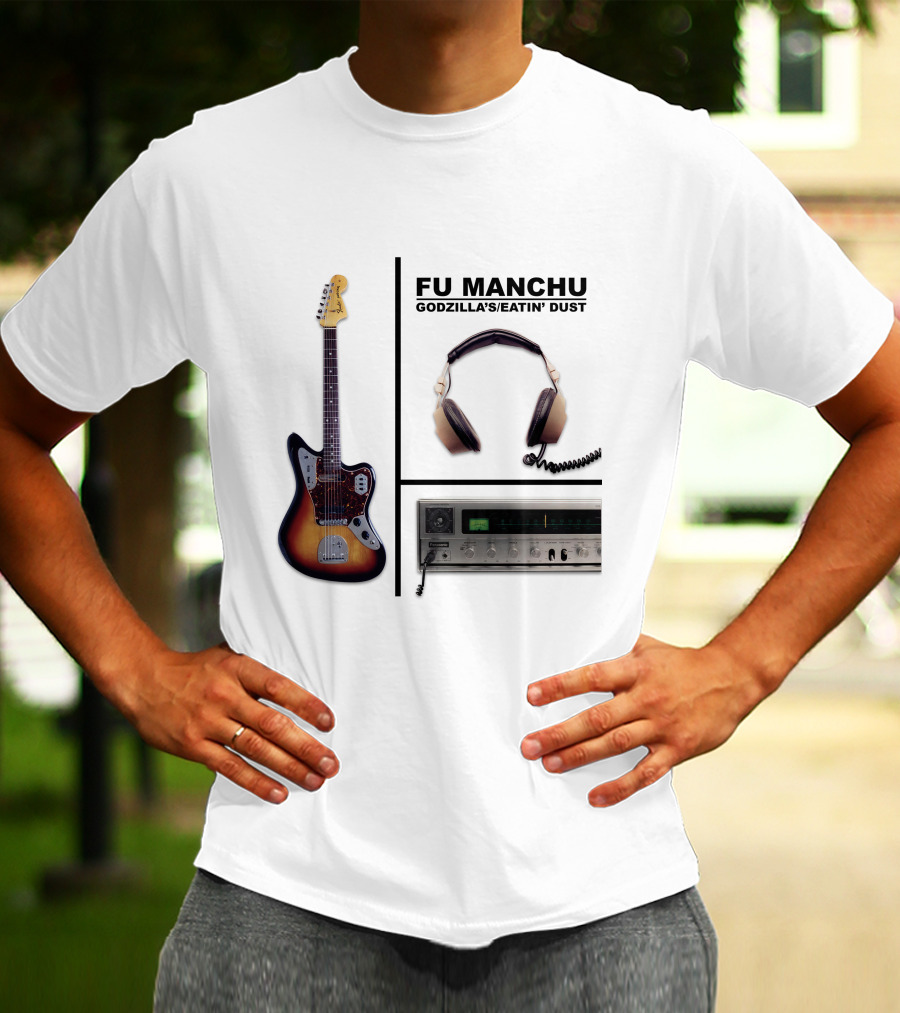 Fu Manchu Godzilla's Eatin' Dust Fmc-17W Guitar Headphones Amp T-Shirt