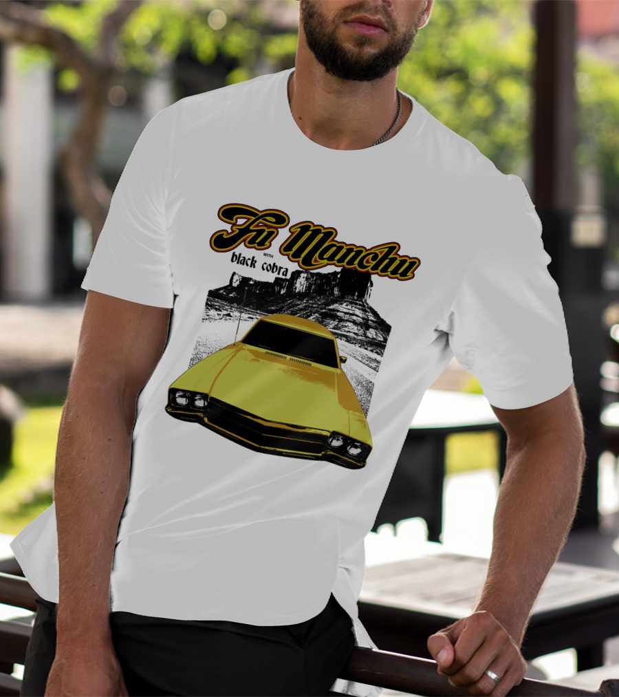 Fu Manchu With Black Cobra Desert Car Scene T-Shirt
