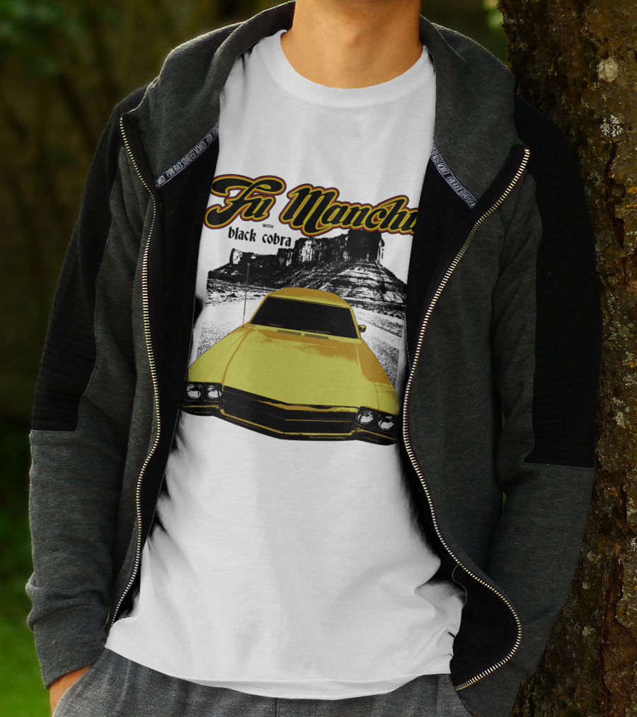 Fu Manchu With Black Cobra Desert Car Scene T-Shirt