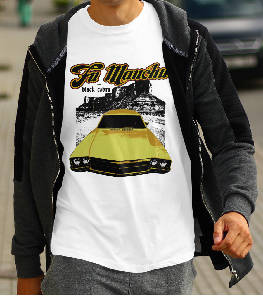Fu Manchu With Black Cobra Desert Car Scene T-Shirt