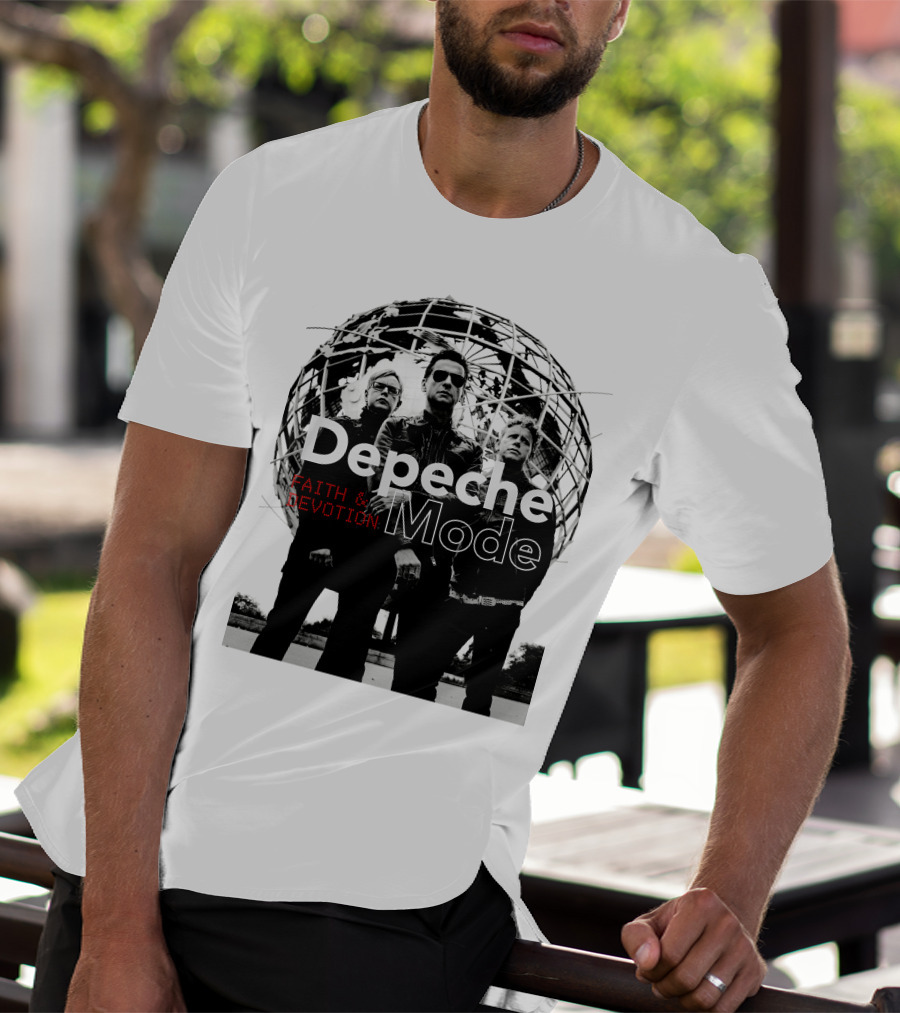 Depeche Mode Faith And Devotion Iconic Band Members In Front Of Unisphere T-Shirt