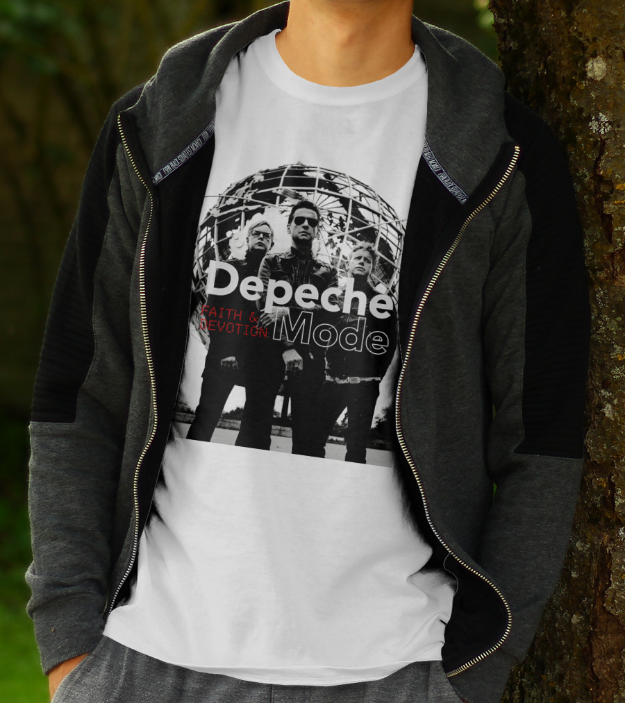 Depeche Mode Faith And Devotion Iconic Band Members In Front Of Unisphere T-Shirt