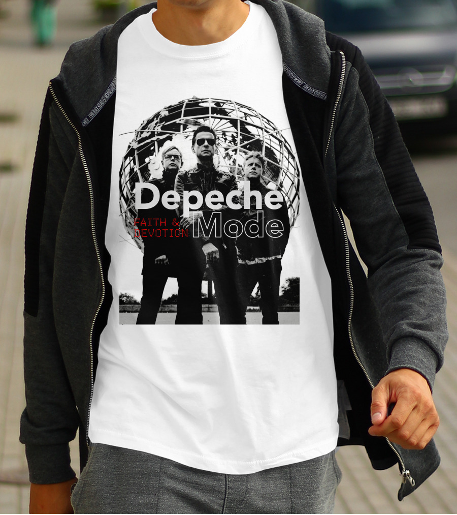 Depeche Mode Faith And Devotion Iconic Band Members In Front Of Unisphere T-Shirt