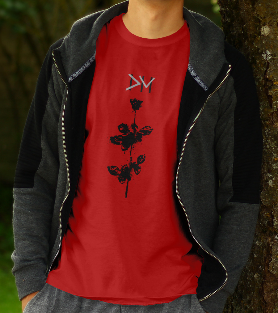 Dpm 46 Black Rose Graphic On Red T-Shirt