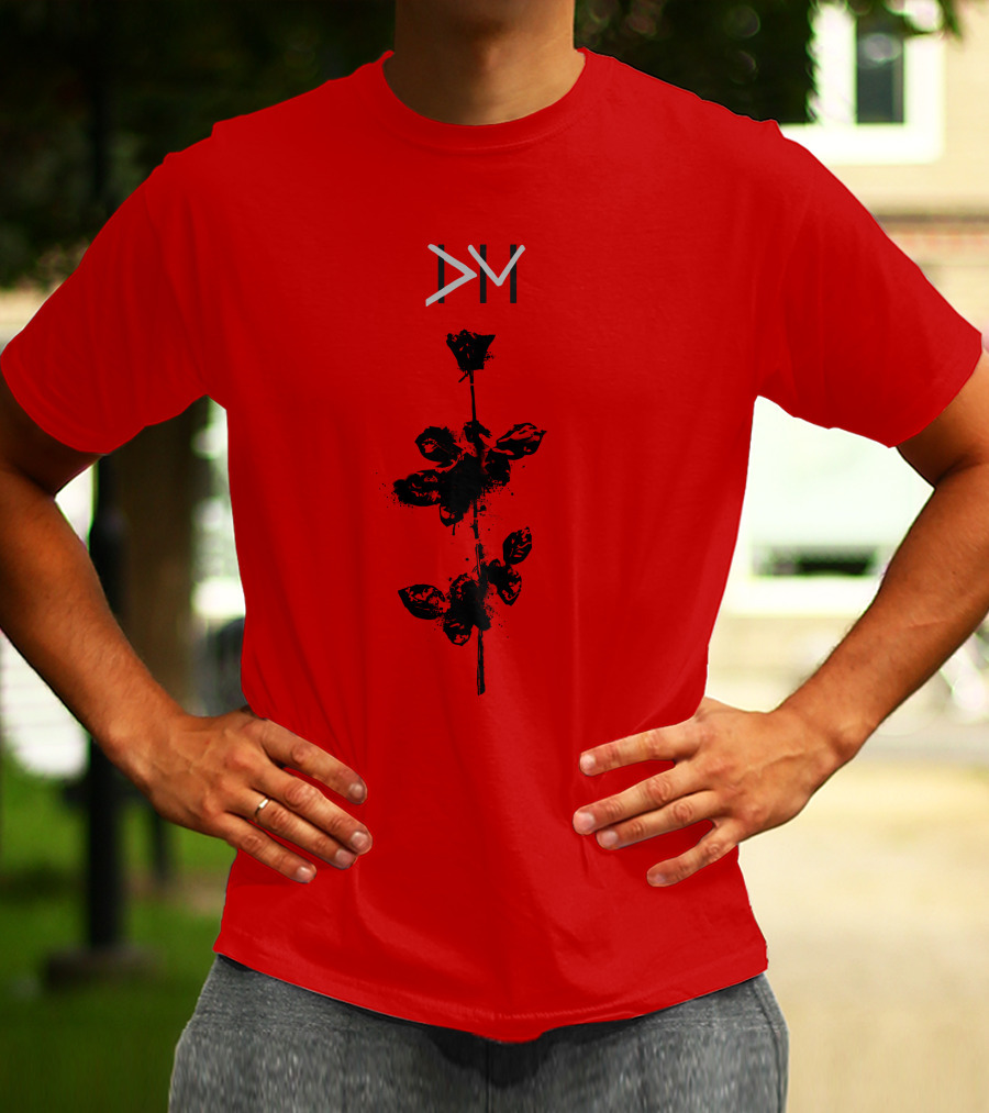 Dpm 46 Black Rose Graphic On Red T-Shirt