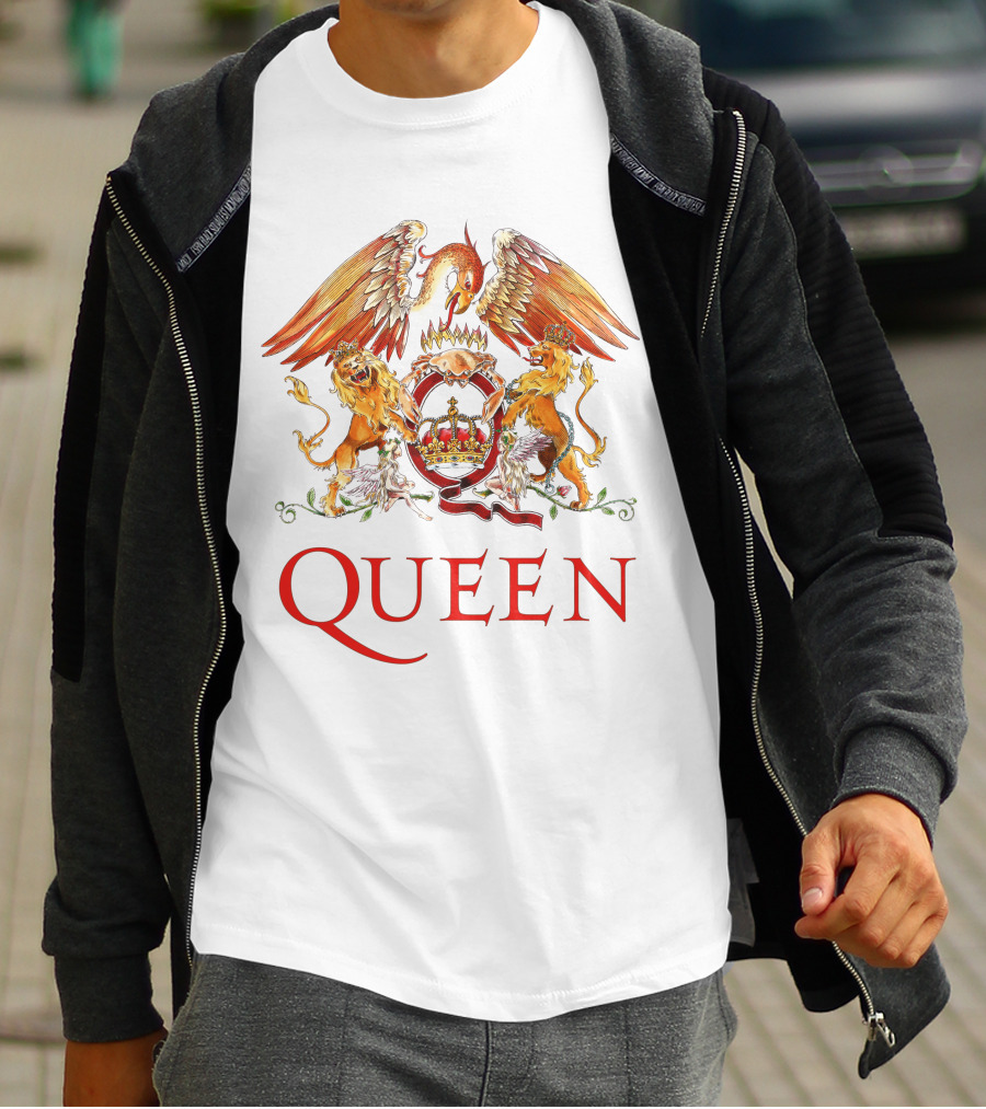 Queen Crest Logo With Two Lions And Phoenix T-Shirt