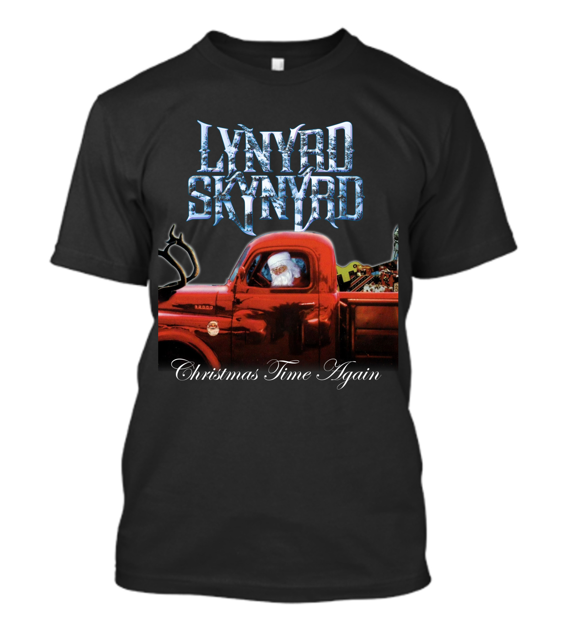 Lynyrd Skynyrd Christmas Time Again Santa In Red Truck T-Shirt