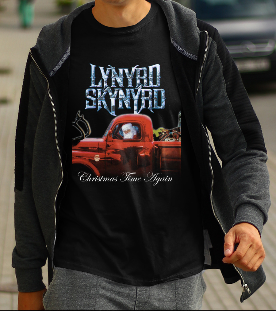 Lynyrd Skynyrd Christmas Time Again Santa In Red Truck T-Shirt