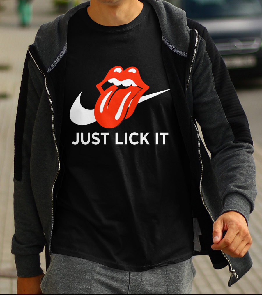 Rolling Lips Logo Just Lick It Swoosh T-Shirt