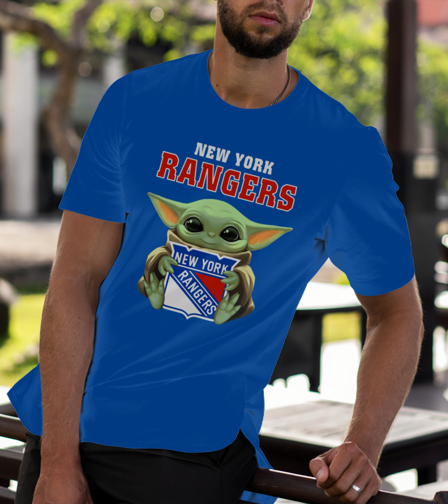 New York Rangers Baby Yoda Holding Team T-Shirt