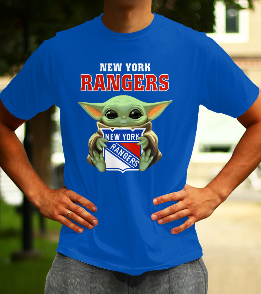New York Rangers Baby Yoda Holding Team T-Shirt