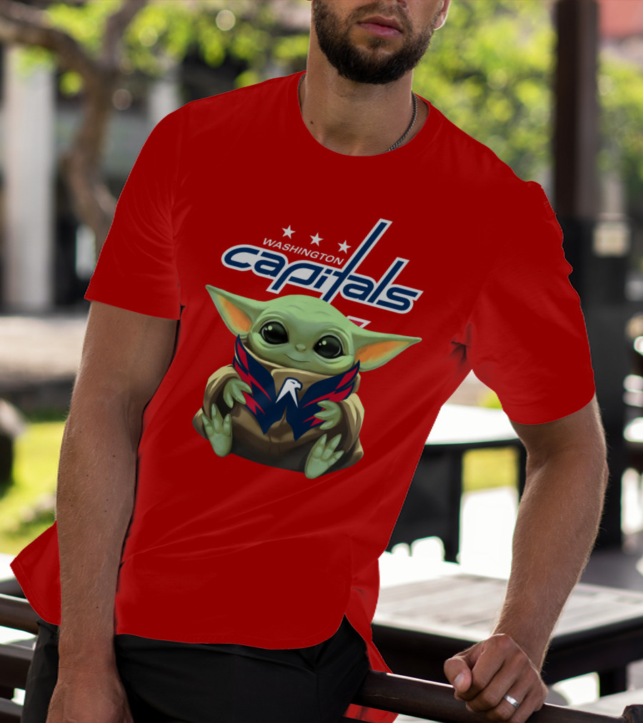 Washington Capitals Baby Yoda NHL Hockey Mandalorian Crossover T-Shirt