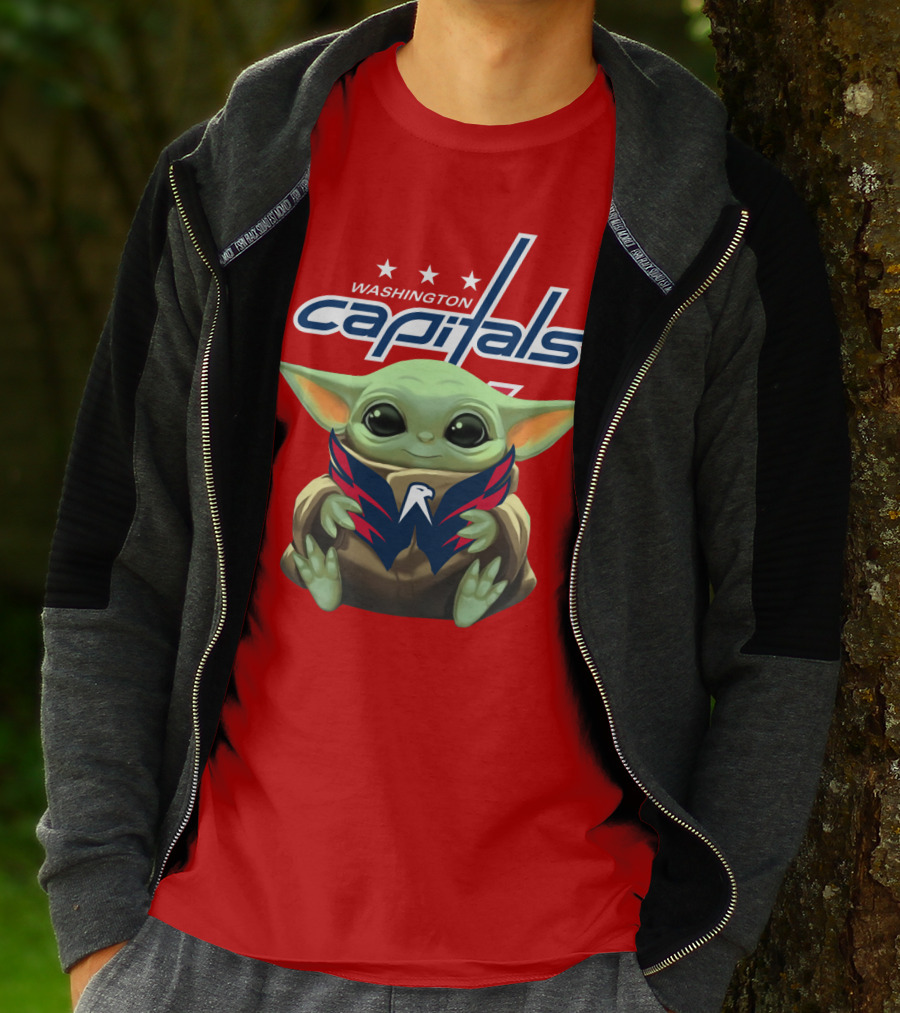 Washington Capitals Baby Yoda NHL Hockey Mandalorian Crossover T-Shirt
