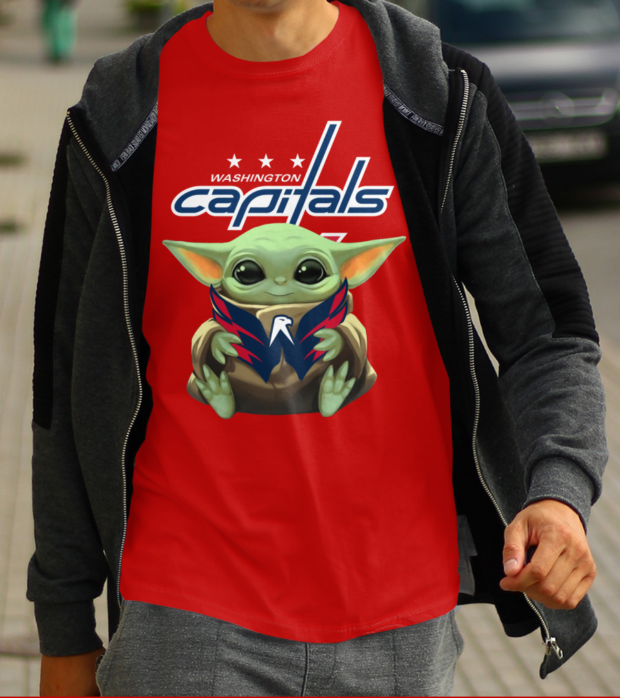 Washington Capitals Baby Yoda NHL Hockey Mandalorian Crossover T-Shirt