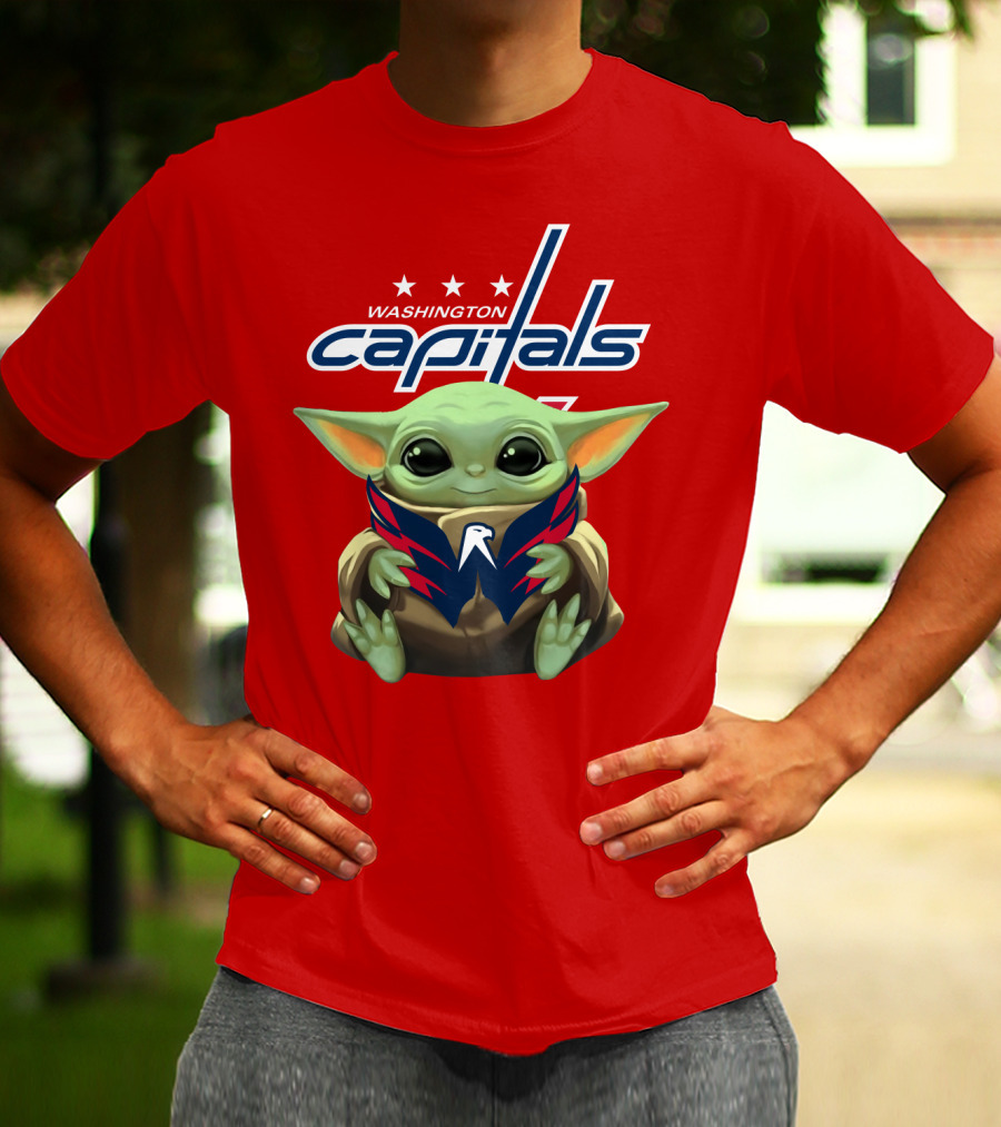 Washington Capitals Baby Yoda NHL Hockey Mandalorian Crossover T-Shirt