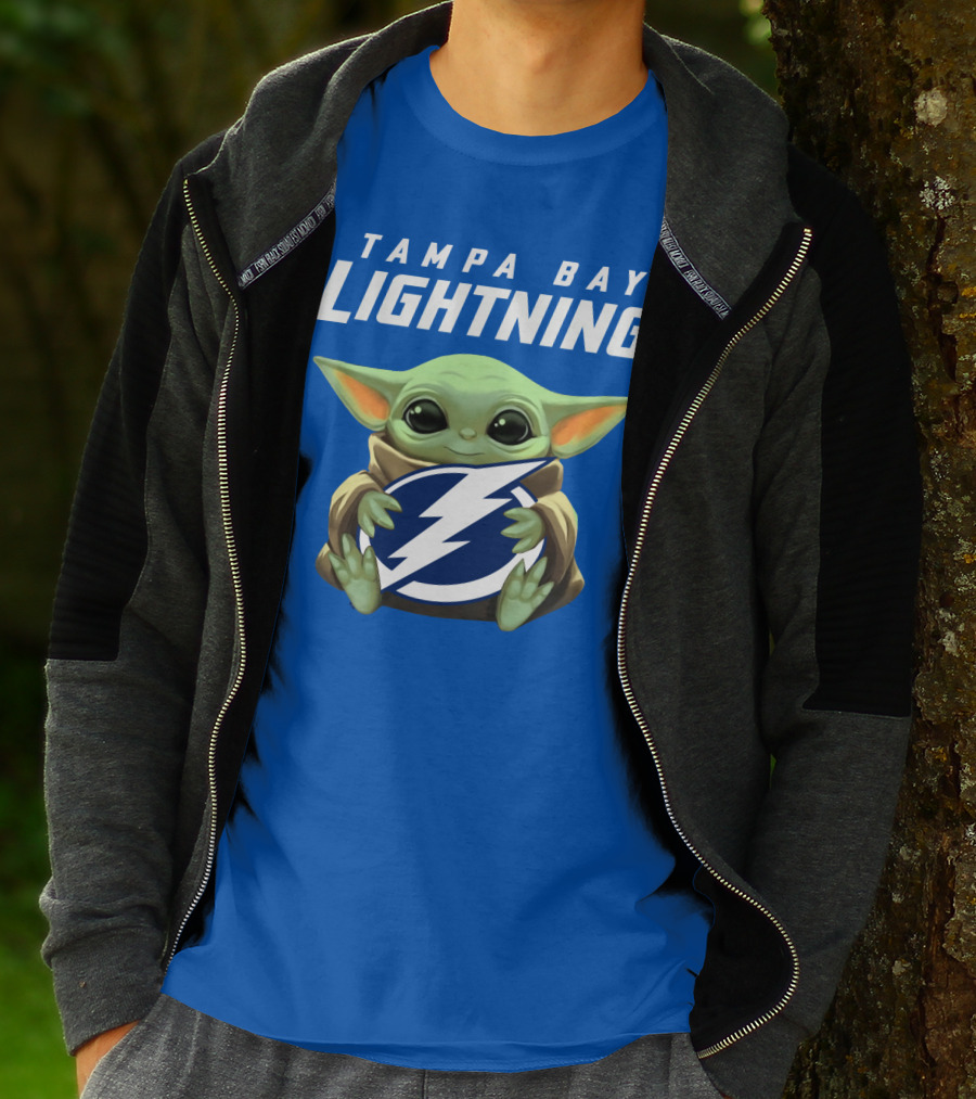 Tampa Bay Lightning Baby Yoda Holding T-Shirt