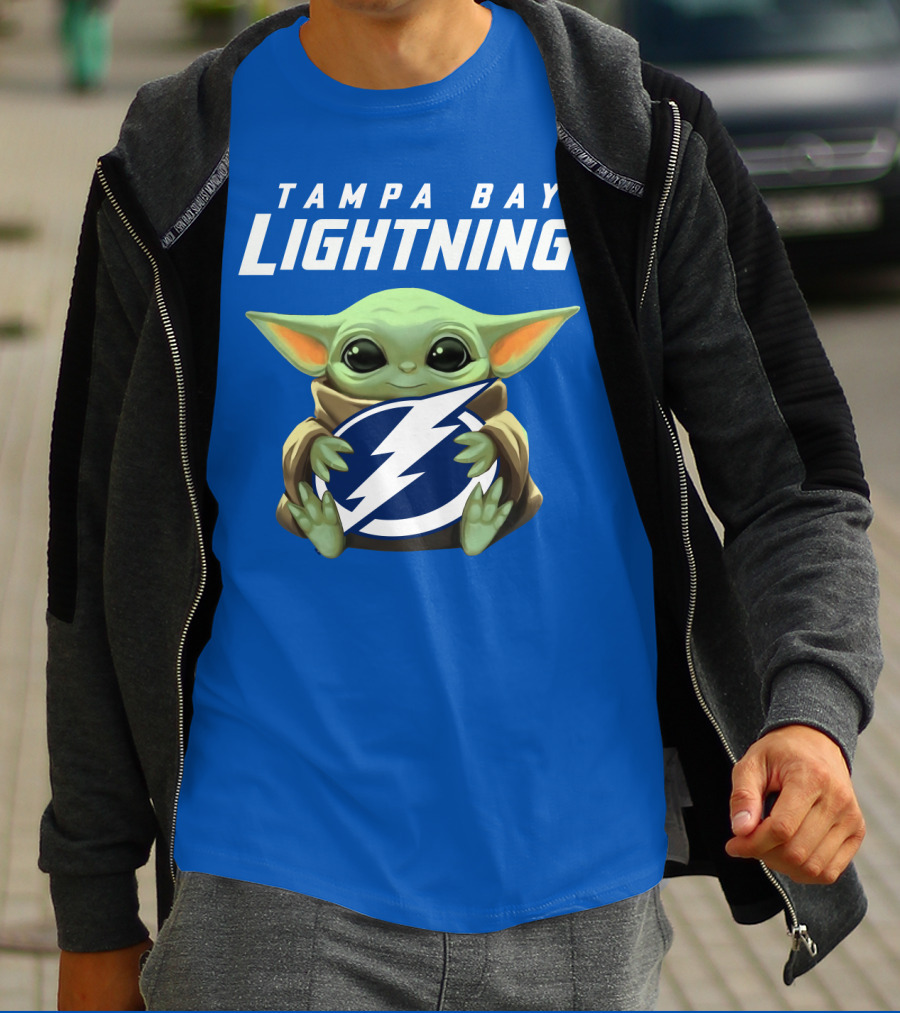 Tampa Bay Lightning Baby Yoda Holding T-Shirt