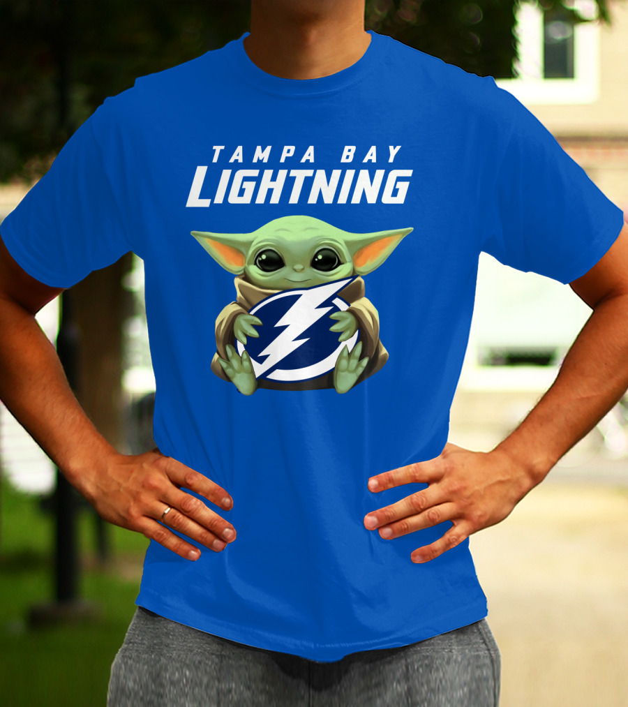 Tampa Bay Lightning Baby Yoda Holding T-Shirt