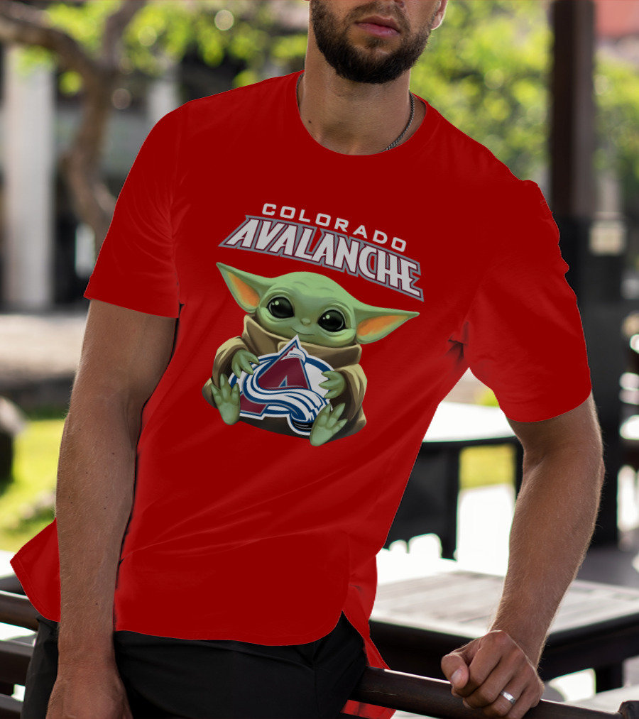 Colorado Avalanche Baby Yoda Holding T-Shirt