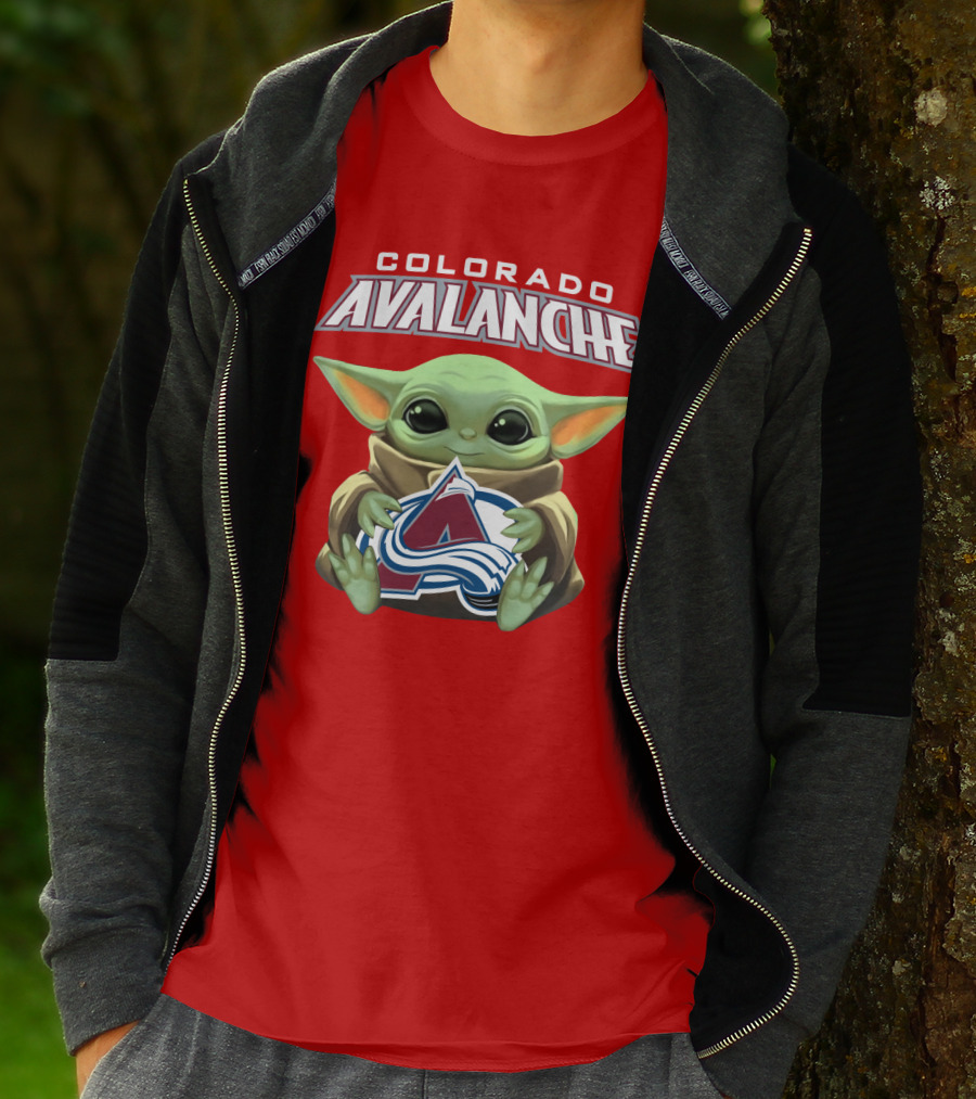 Colorado Avalanche Baby Yoda Holding T-Shirt